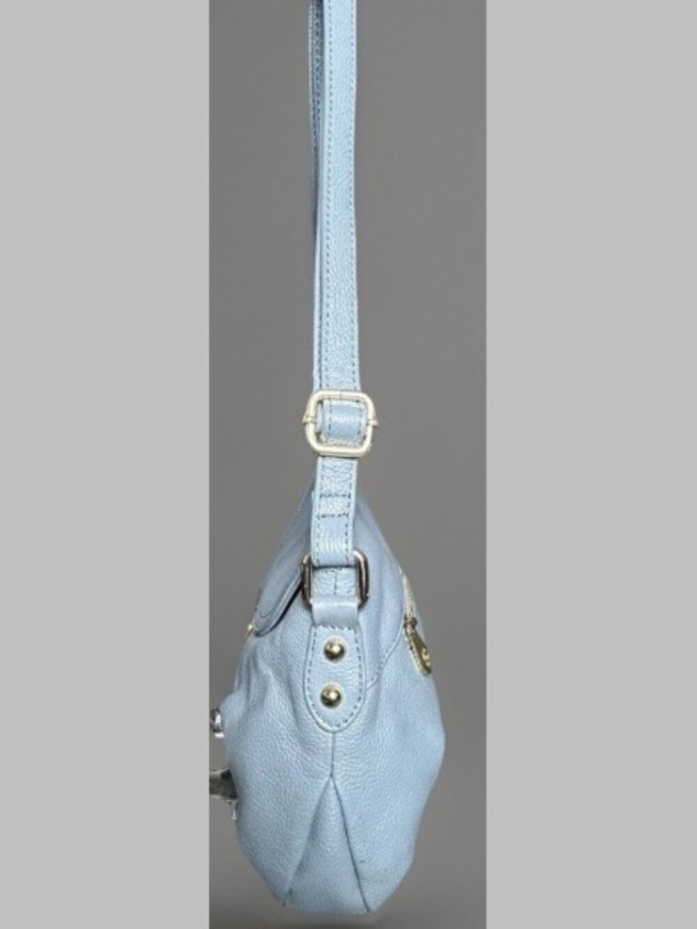 Light Blue Faux Leather Crossbody Shoulder Bag Gold Lock Flap Purse Unbranded - Picture 3 of 14